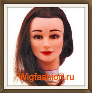 Болванка с врощенными натуральными волосами 50 см с кронштейном ― Wigfashion